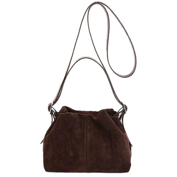 Handbags - 8669 Mini Suede Tote Bag Pleated Cloud Handbag Trendy Shoulder Crossbody